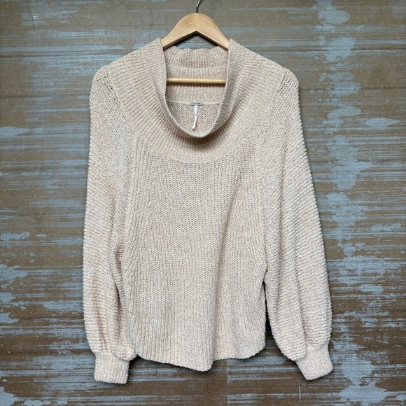 Free People Edessa Off The Shoulder Sweater Almond Beachy Boho Womens XS - Picture 2 of 6